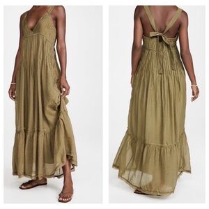 NWT Free People Olive Green Frankie Pintuck Maxi Dress